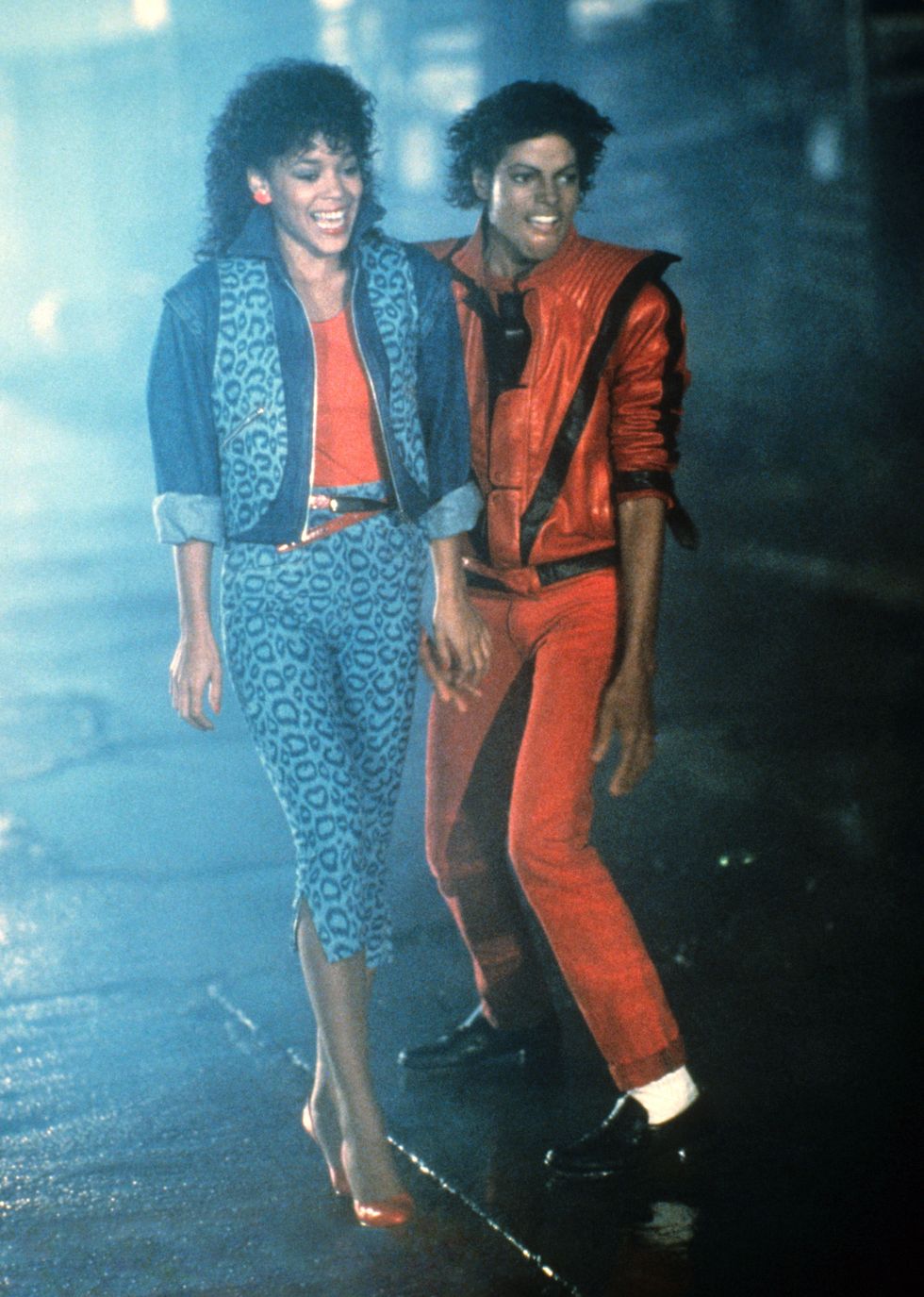 Ola Ray and Michael Jackson in the Thriller music video