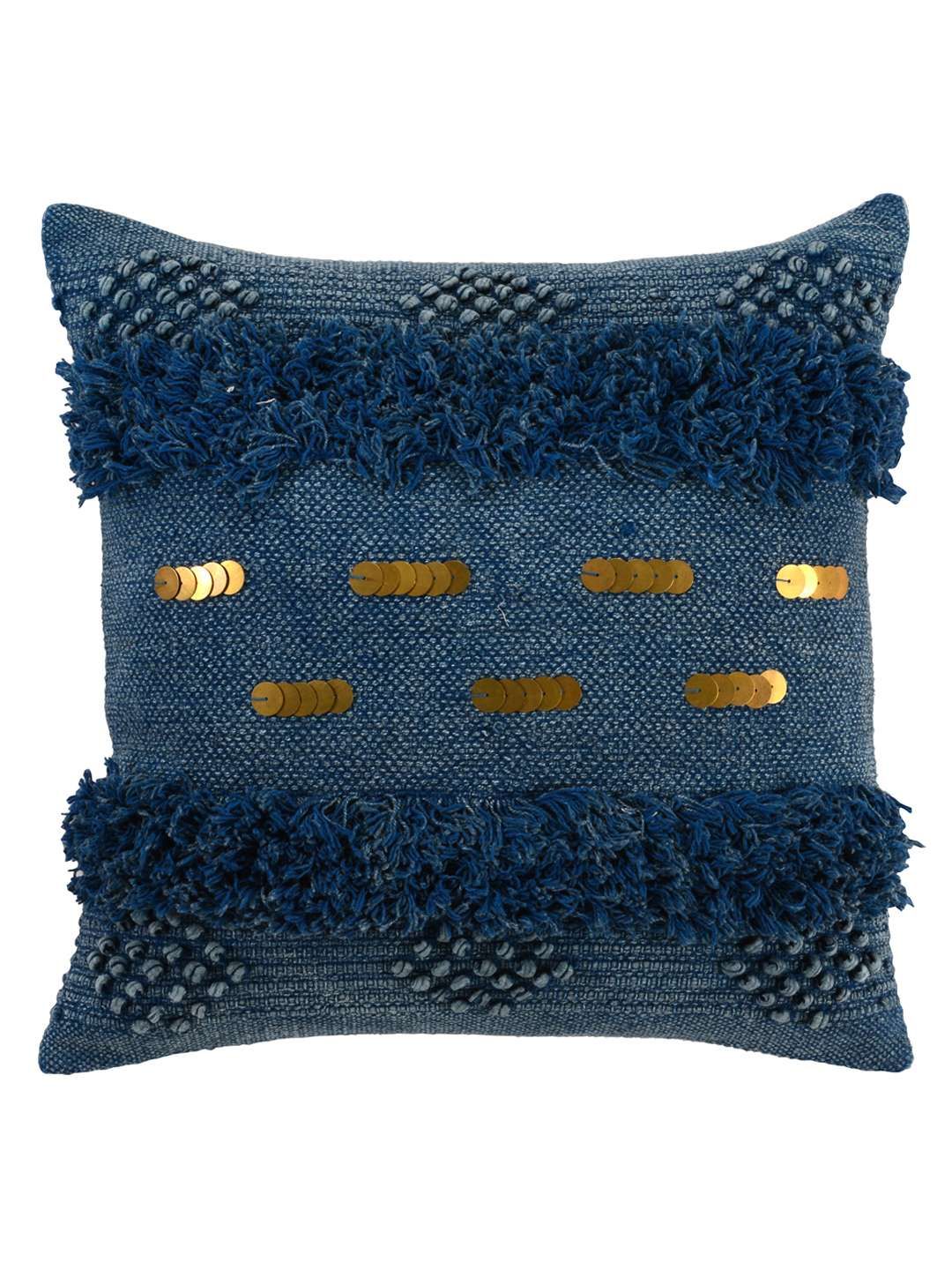 Navy fringe outlet pillow