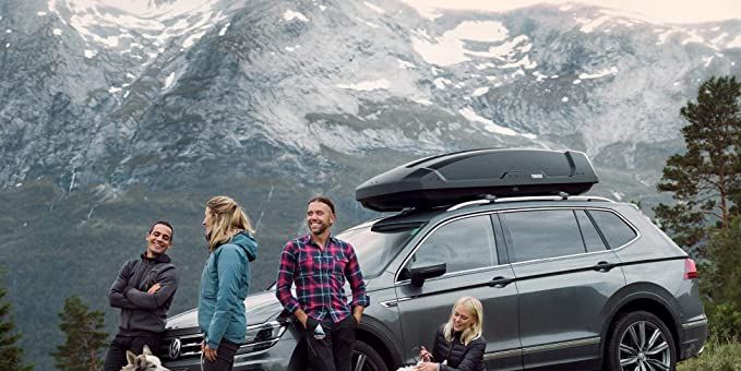 rooftop cargo carrier for car in mountains