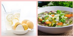 お正月太りを防ぐ食習慣　レモンサワーと野菜スープ