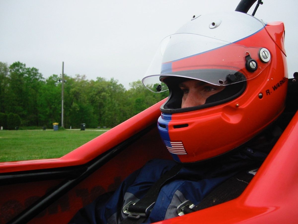 Robin Warner in a race car