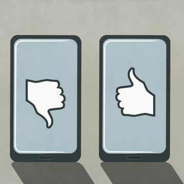 thumbs up and thumbs down symbols on smart phone screens