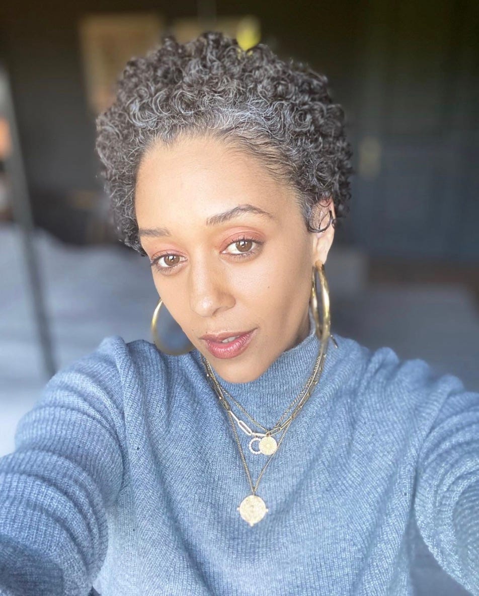 Tia Mowry Shares a Glam Gray Hair Photo: 