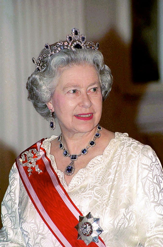 prague, czech republic   march 27  queen  at banquet at prague  castle during her visit to the czech republic  photo by tim graham photo library via getty images