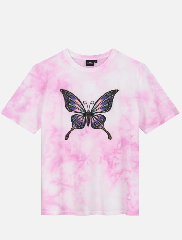 T-shirt, Clothing, Pink, Butterfly, Product, Sleeve, Top, Insect, Moths and butterflies, Magenta, 
