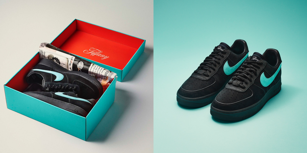 Tiffany & Co.x Nike 聯名鞋「Air Force 1 1837」扣上銀飾、夢幻鞋盒