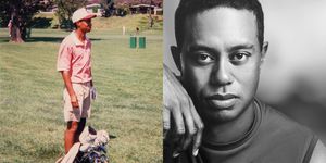 tiger woods as a boy and a portrait shot