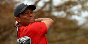 tiger woods swings his driver at final round of pnc championship
