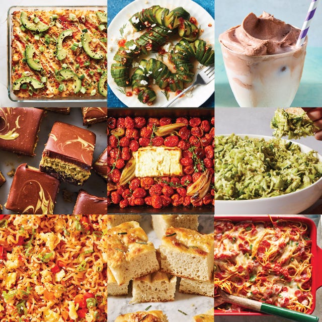 various food shoots for viral tiktok meals in a grid