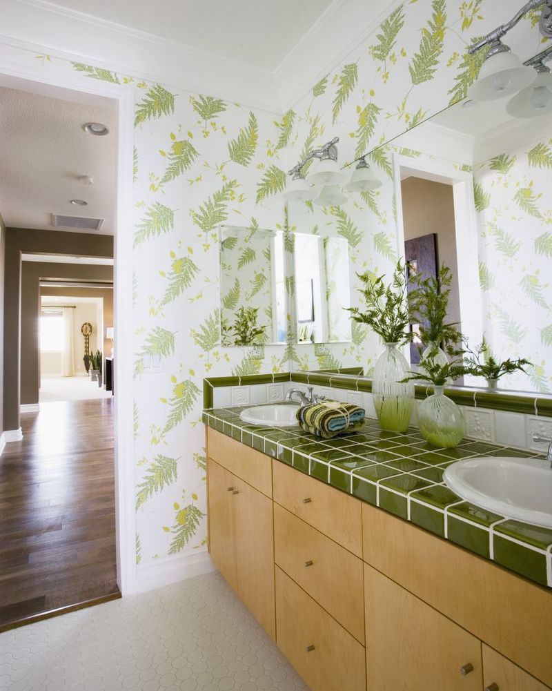 green, room, interior design, property, tile, wall, ceiling, bathroom, floor, yellow,