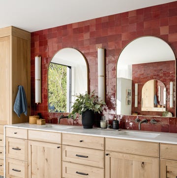 bathroom with red tiled wall bathroom with red tiled wall
