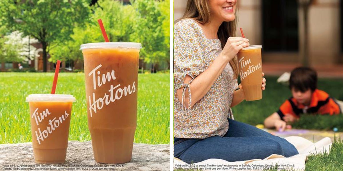 Tim Hortons Is Giving Out Free 'Mom-Sized' Iced Coffee for Mother's Day