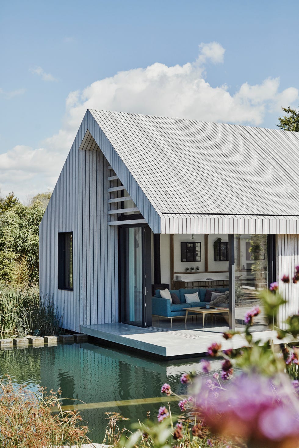 casa moderna en la naturaleza con piscina natural