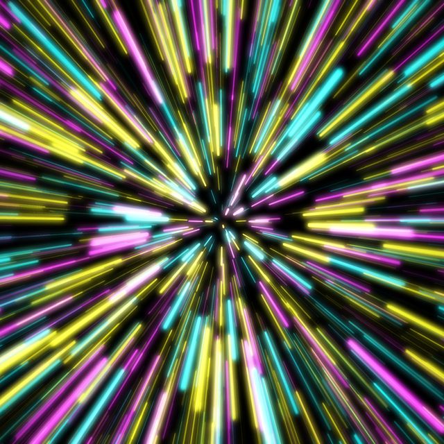 time warp, traveling at the speed of light with the colorful starburst