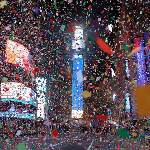 times square on new year's eve for the ball drop
