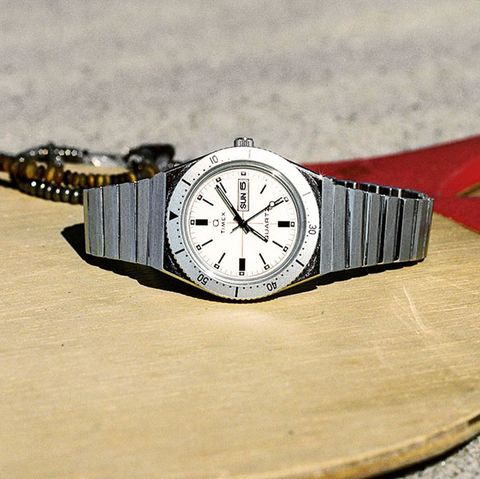 the cream dialed watch is designed to be a little bit more casual than snyder's last take on the q timex