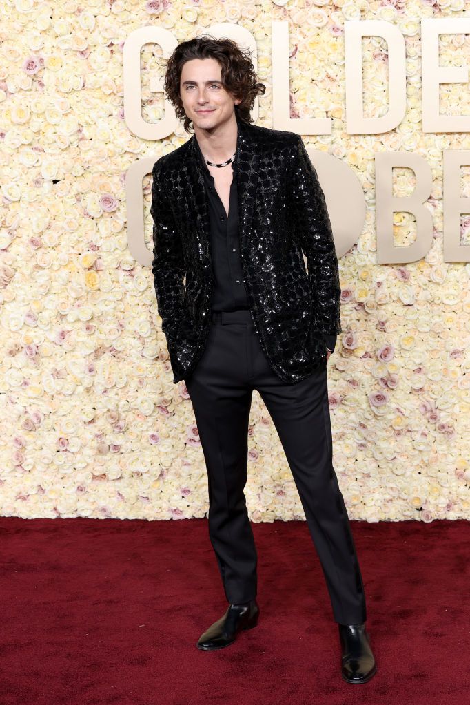 Timoth E Chalamet Rocks Celine Homme At Golden Globes 2024   Timoth C3 A9e Chalamet Attends The 81st Annual Golden Globe News Photo 1704676453 