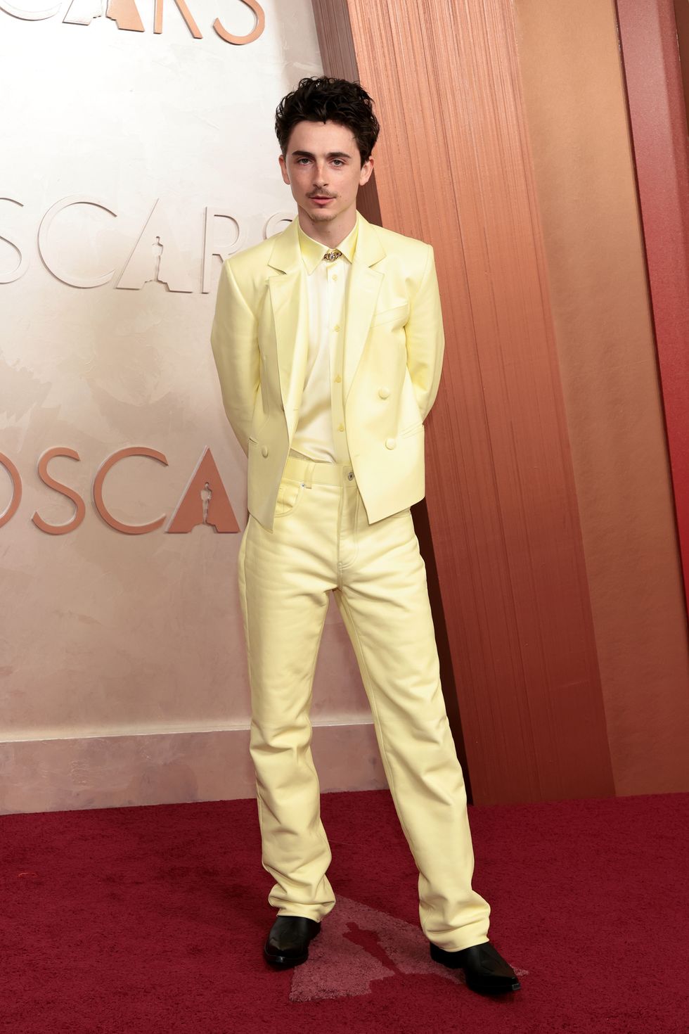 timothee chalamet on the 2025 oscars red carpet
