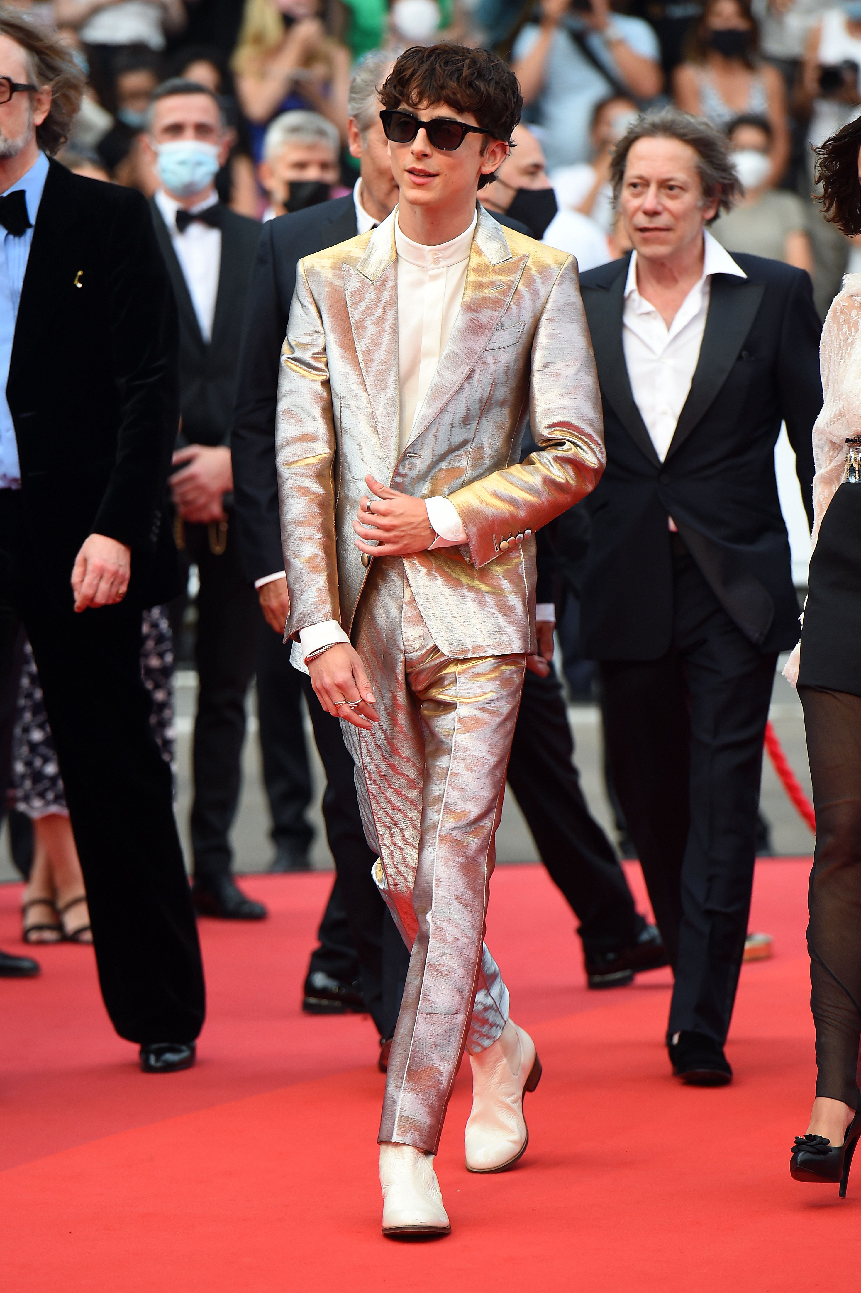 Timothée Chalamet Wears Silver Tom Ford at Cannes Film Festival