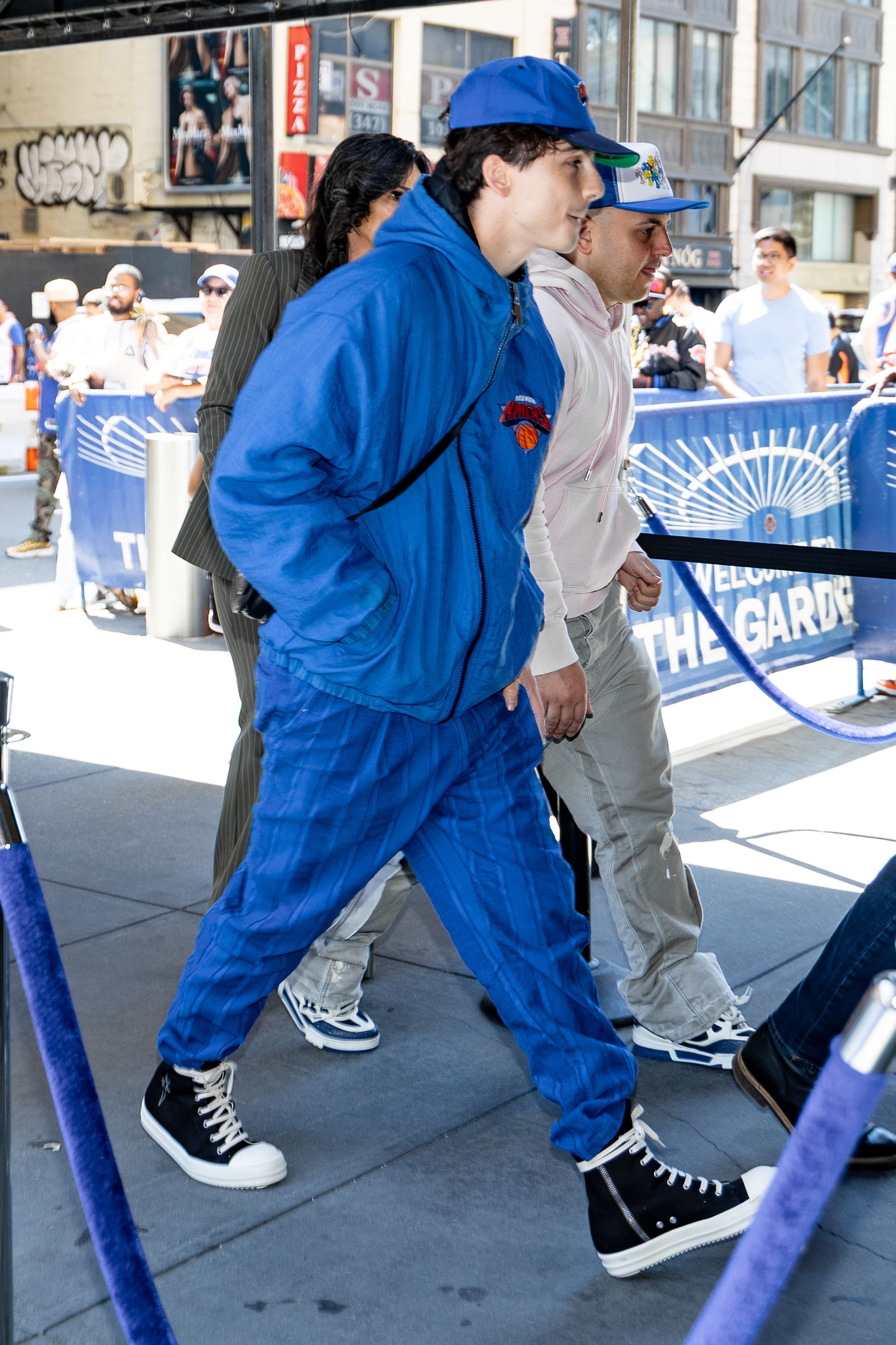 Timothée Chalamet's Game Day Fit Included Rick Owens High-Top Sneakers