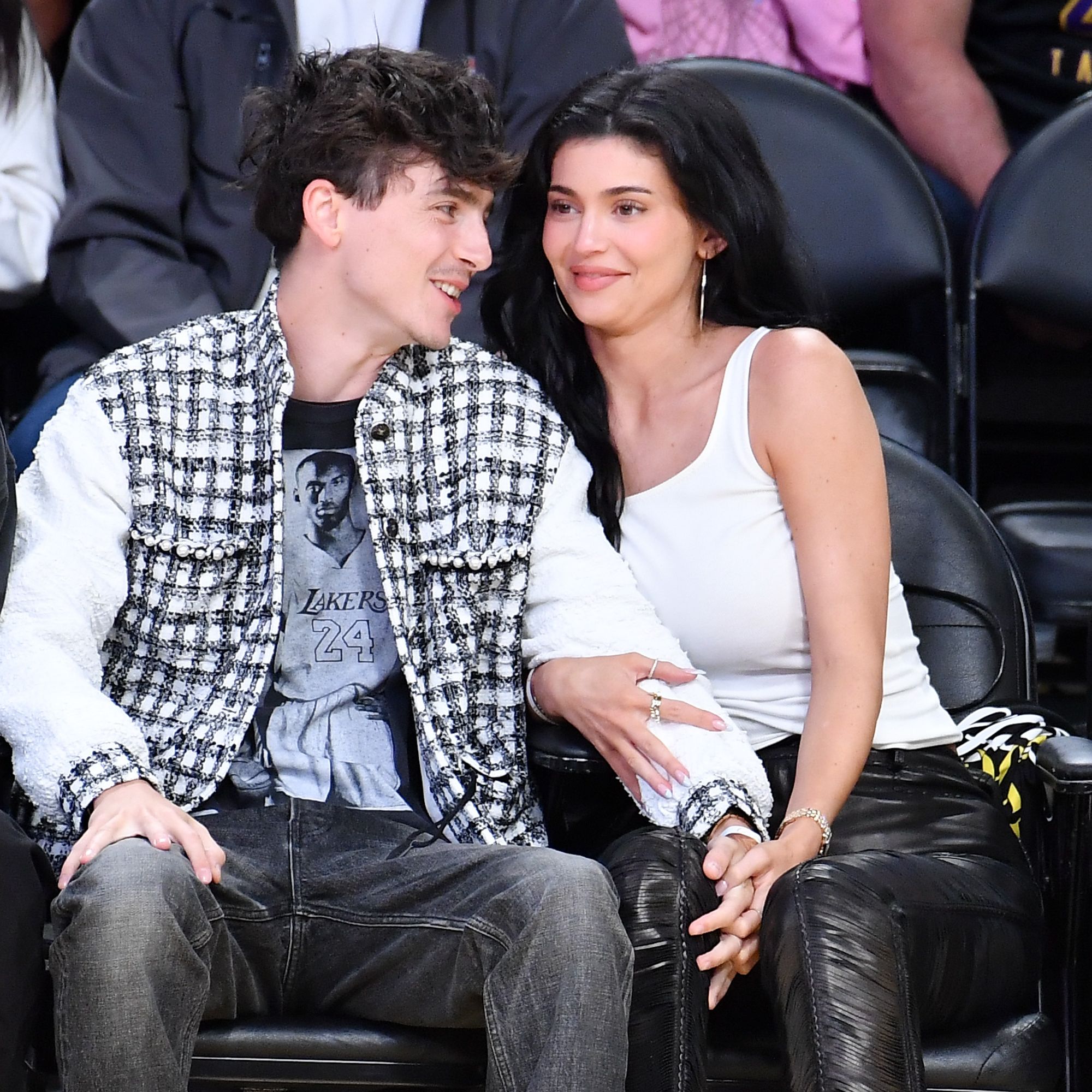 Kylie Jenner and Timothée Chalamet Make a PDA-Filled Courtside Appearance