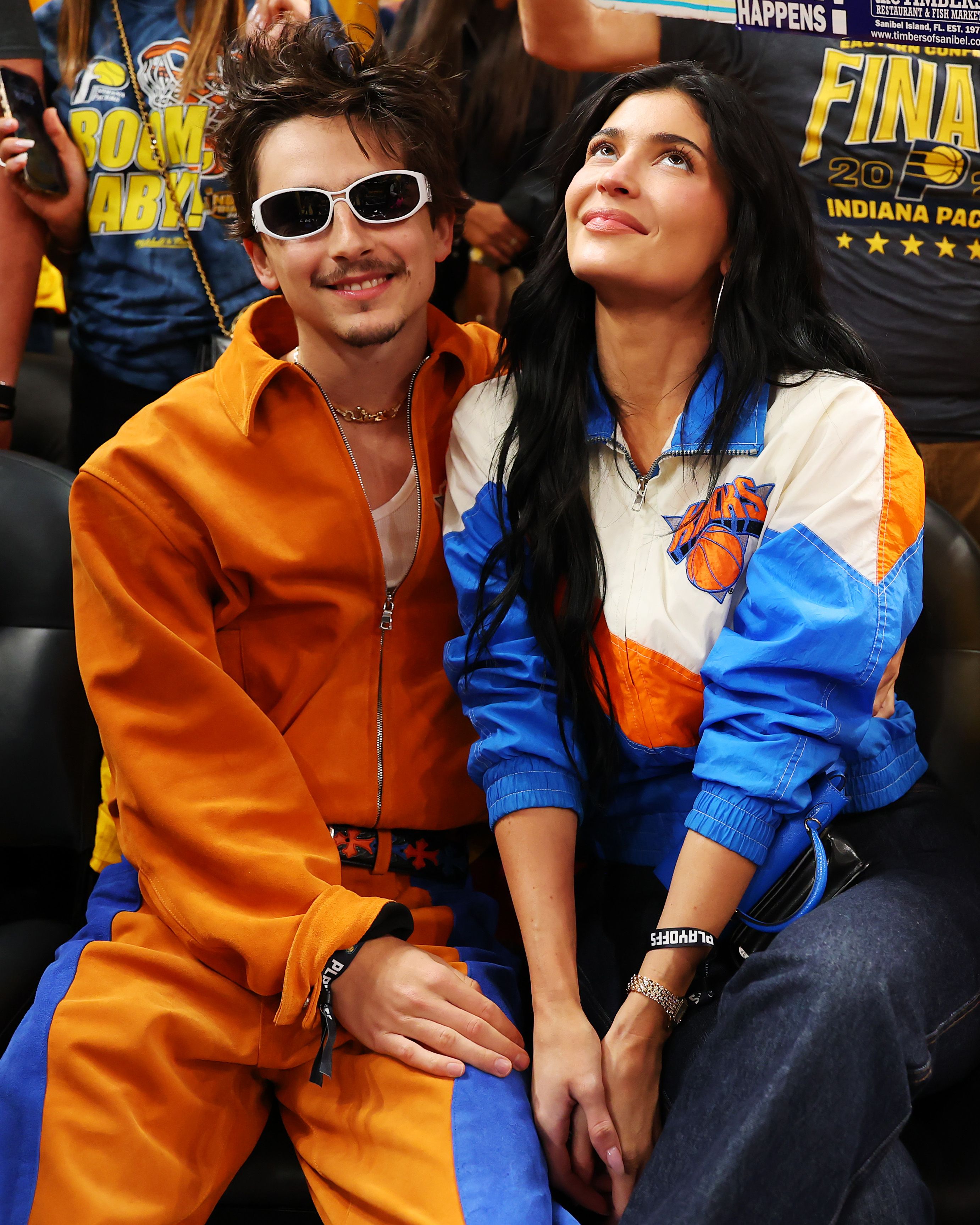 Kylie Jenner and Timothée Chalamet Coordinate Courtside Looks for the Knicks