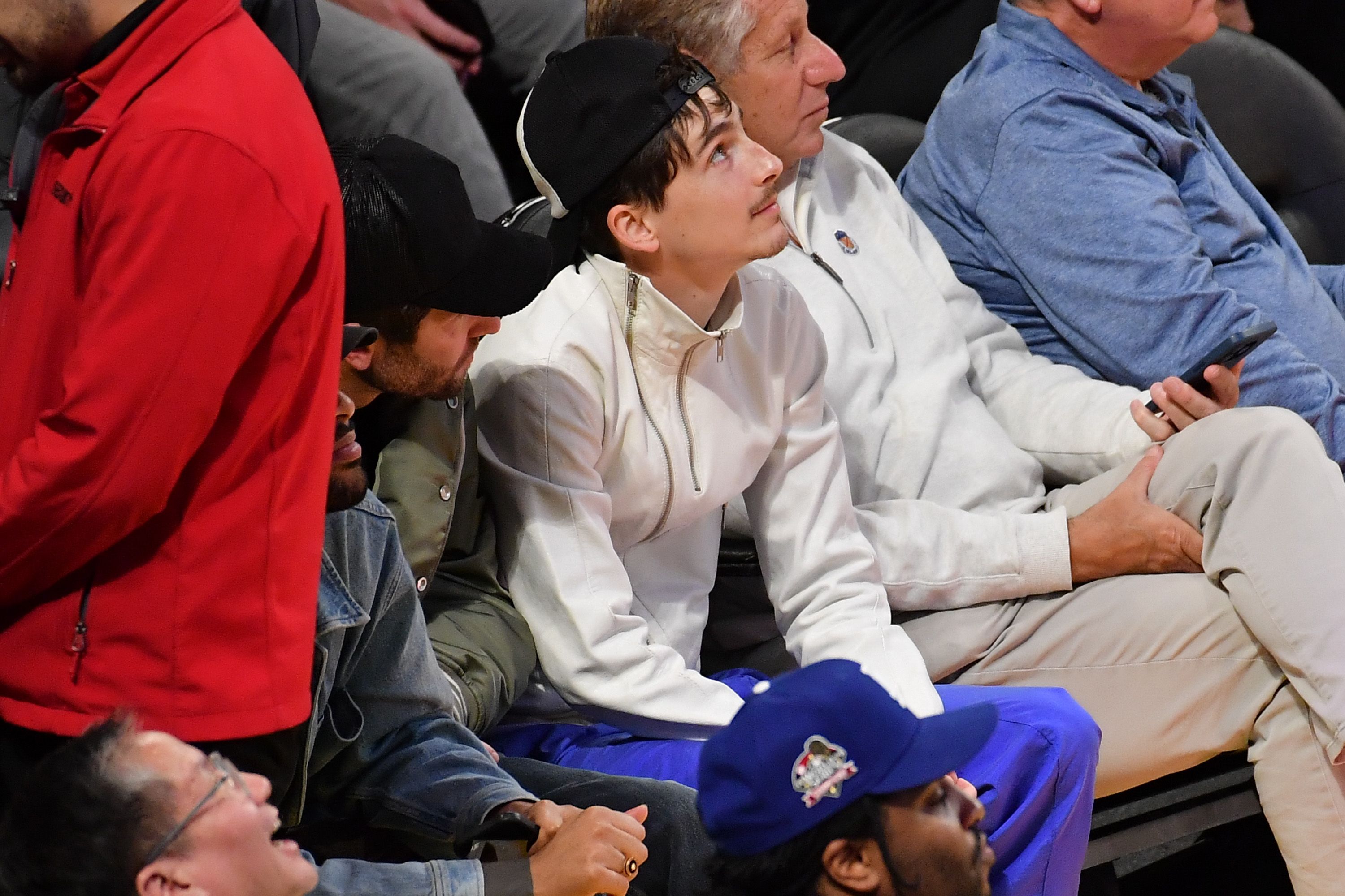 Timothée Chalamet Flaunts His Playful Style Yet Again at a Los Angeles Lakers Game