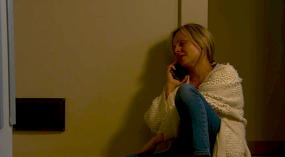 sarah platt in hospital corridor in coronation street