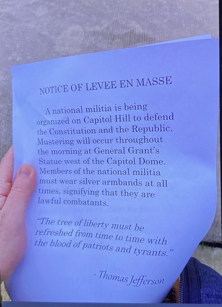 a photo of a flyer sent to shen earlier today—before the us capitol building was compromised—by a colleague