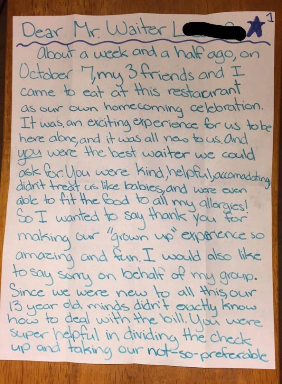 Teenagers Wrote The Sweetest Apology After Leaving A Waiter $3 Tip