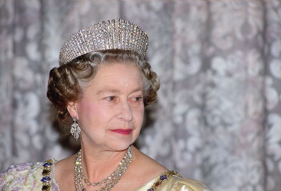 reykjavik, iceland   june 25  queen elizabeth ii wears the russian fringe diamond tiara whilst attending a state banquet in reykjavik, iceland  photo by tim graham photo library via getty images