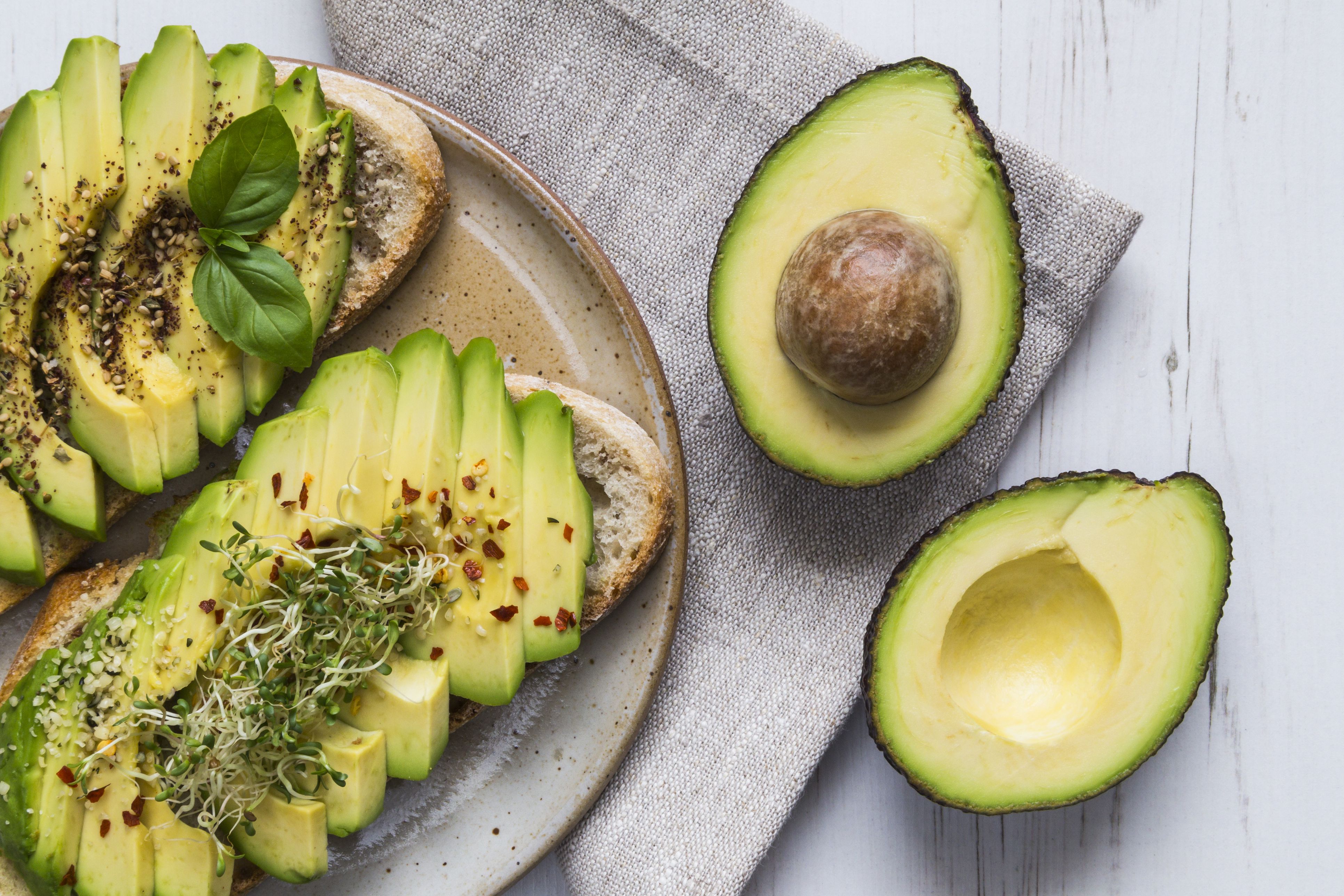 Toast with avocado and cress