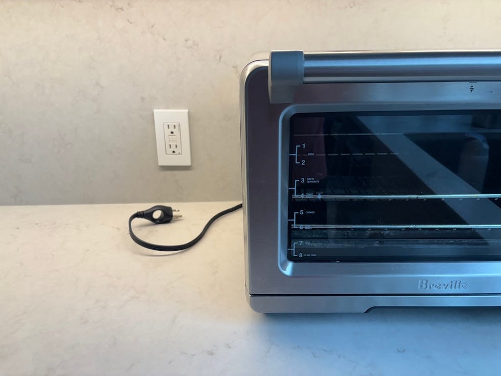 countertop toaster oven with power cord and outlet