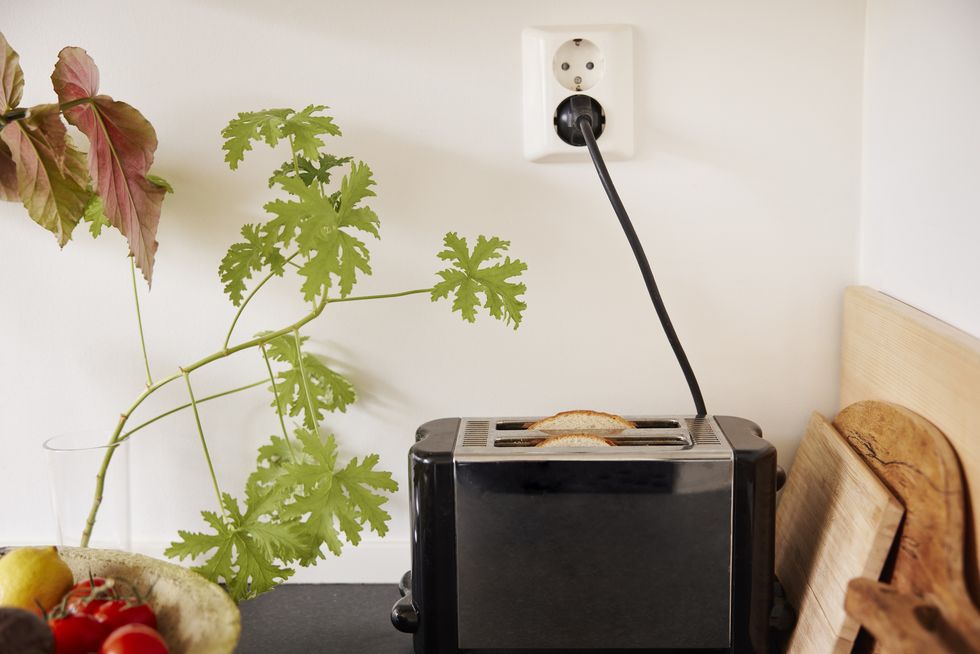 toaster plugged into an outlet