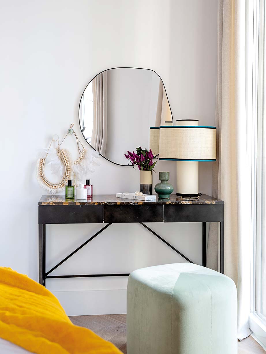 Furniture, Room, Interior design, Yellow, Table, Living room, Shelf, Home, Material property, Mirror, 