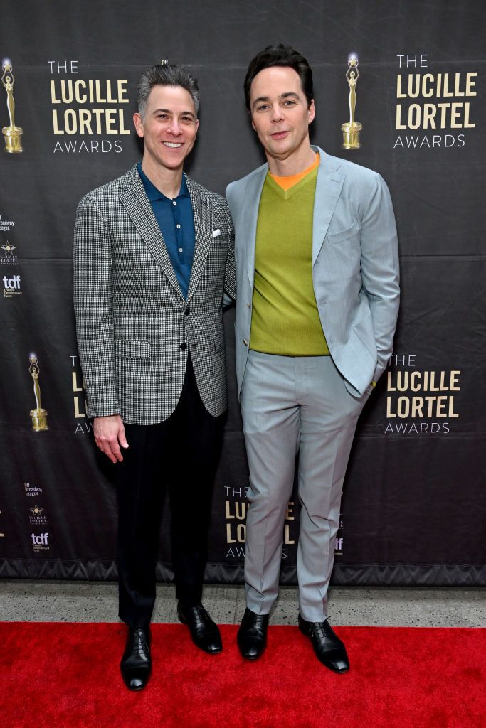 new york, new york may 07 l r todd spiewak and jim parsons attend the 38th annual lucille lortel awards at nyu skirball center on may 07, 2023 in new york city photo by slaven vlasicgetty images for lucille lortel awards