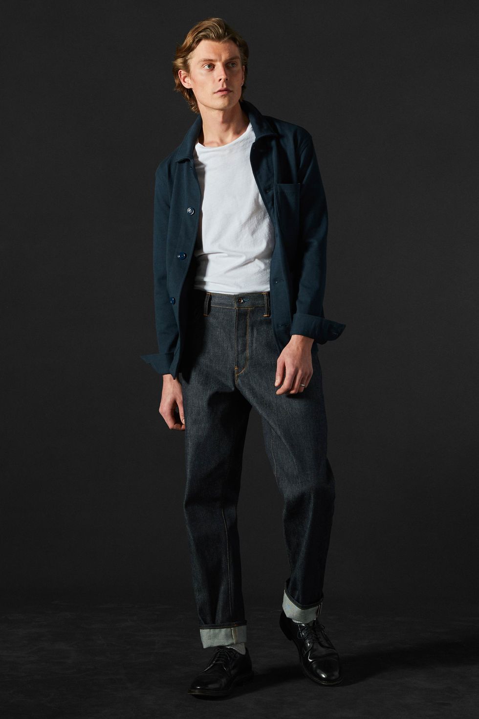these rigid, madeinamerica jeans from the small batch collection feature a stovepipe leg and higher rise