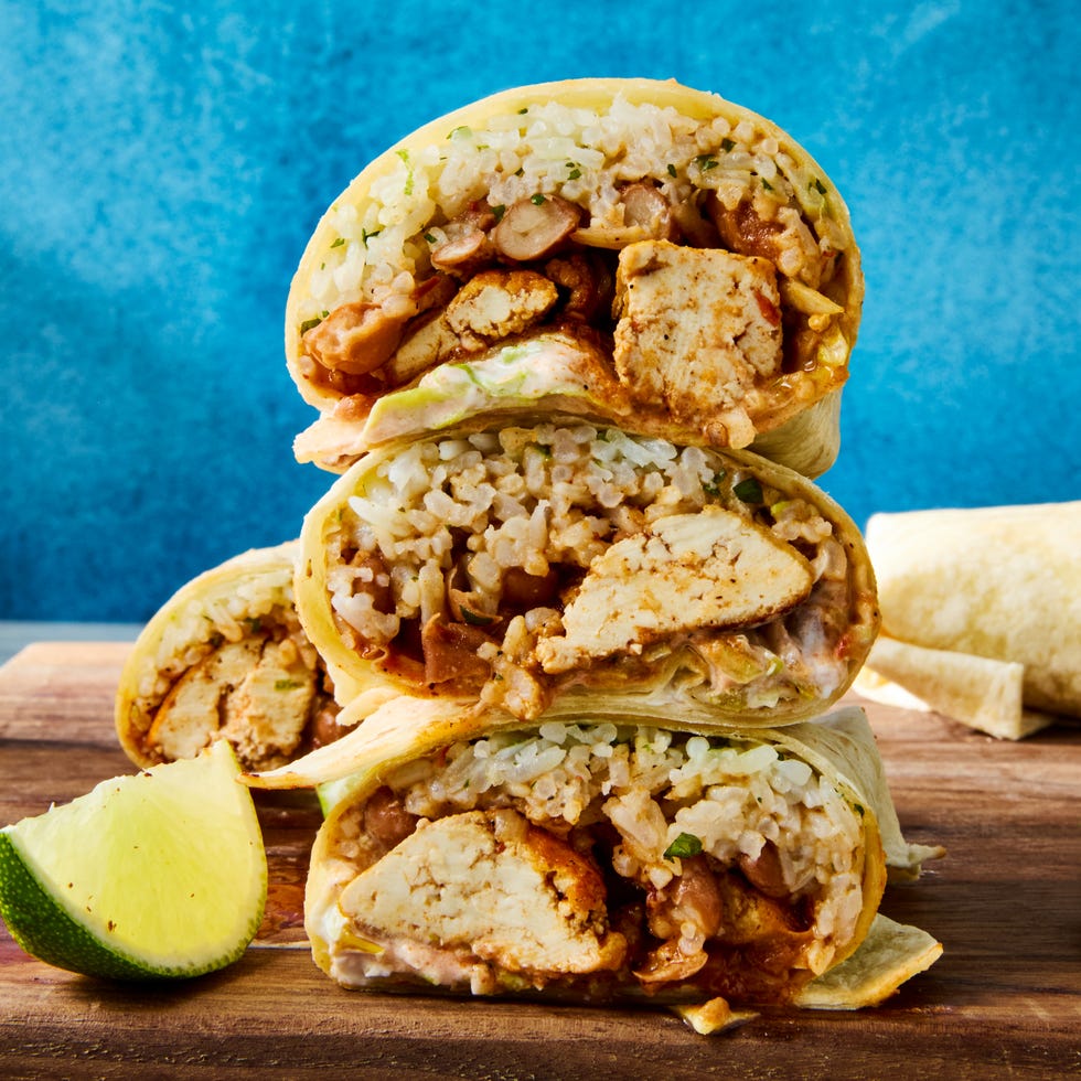 tortillas filled with a tofu and rice mixture served with limes