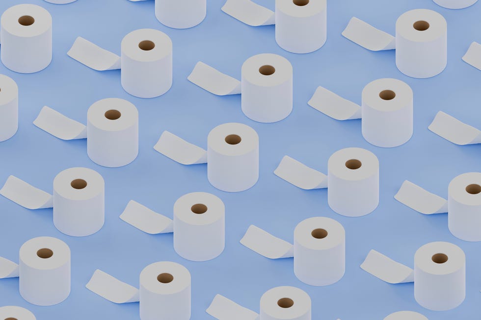 toilet paper roll on blue sweep background