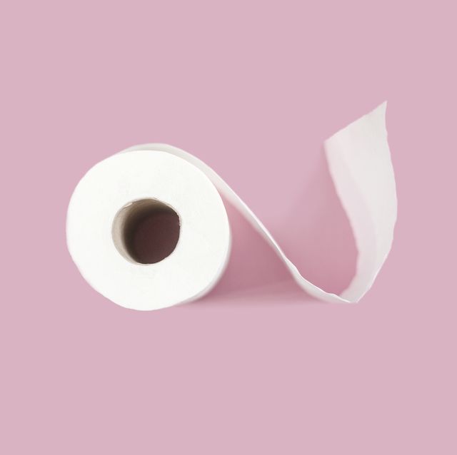 toilet paper roll on pink background