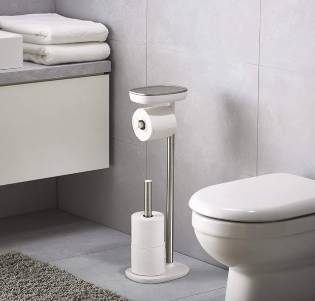 The Joseph Joseph EasyStore Toilet Paper Holder Is Essentially An End Table  For Your Bathroom