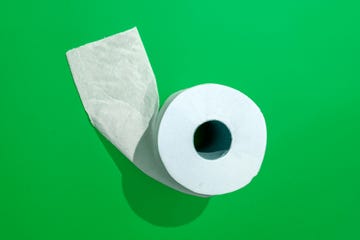 toilet roll on green background