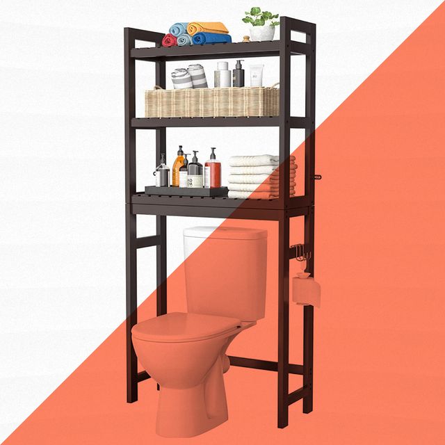 ALLZONE Bathroom Organizer, Over The Toilet Storage, 4-Tier Adjustable Shelves for Small Room, Saver Space, 92 to 116 inch Tall, Black Black / Mesh