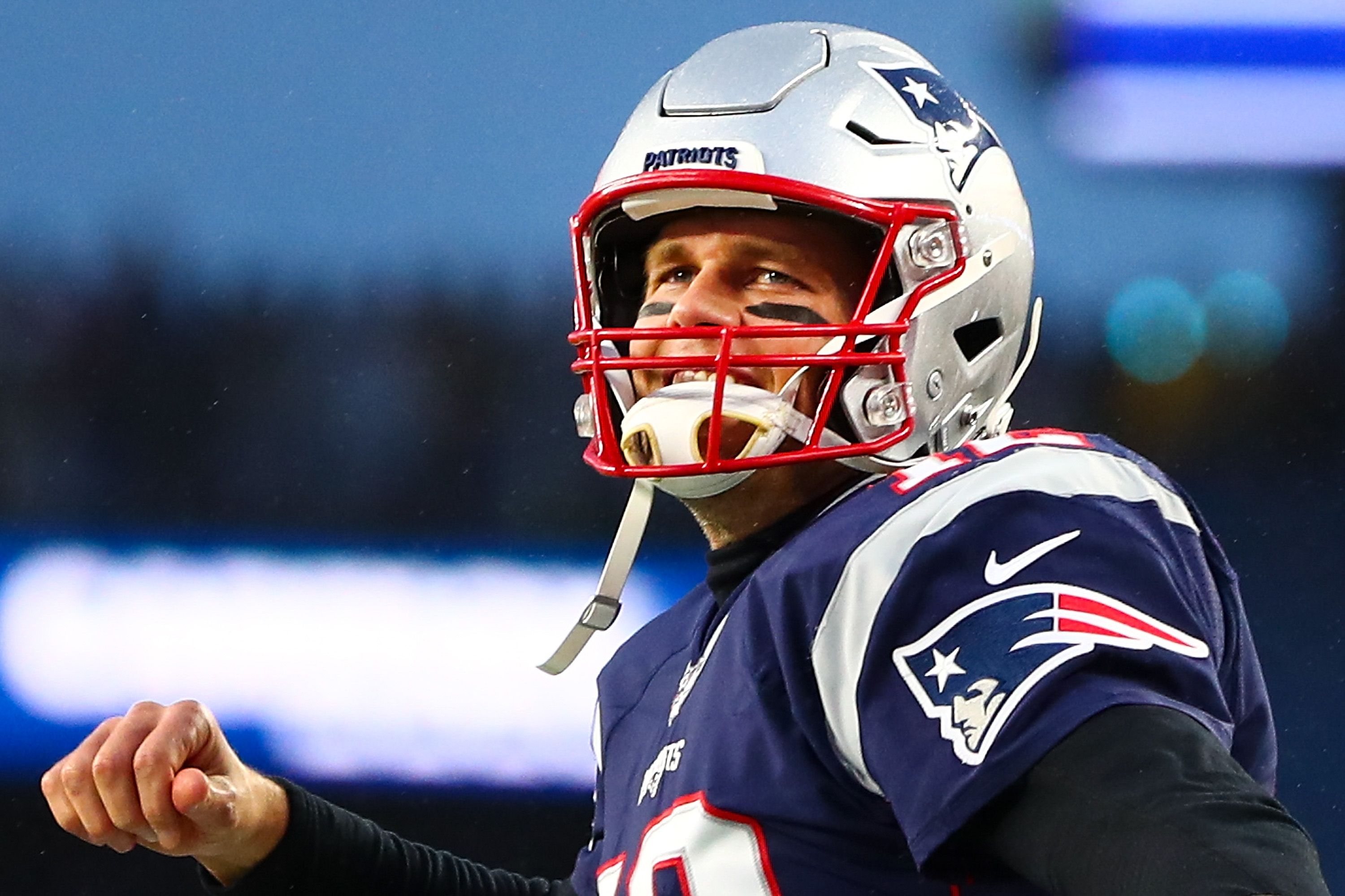 New England Patriots quarterback Tom Brady speaks to the media