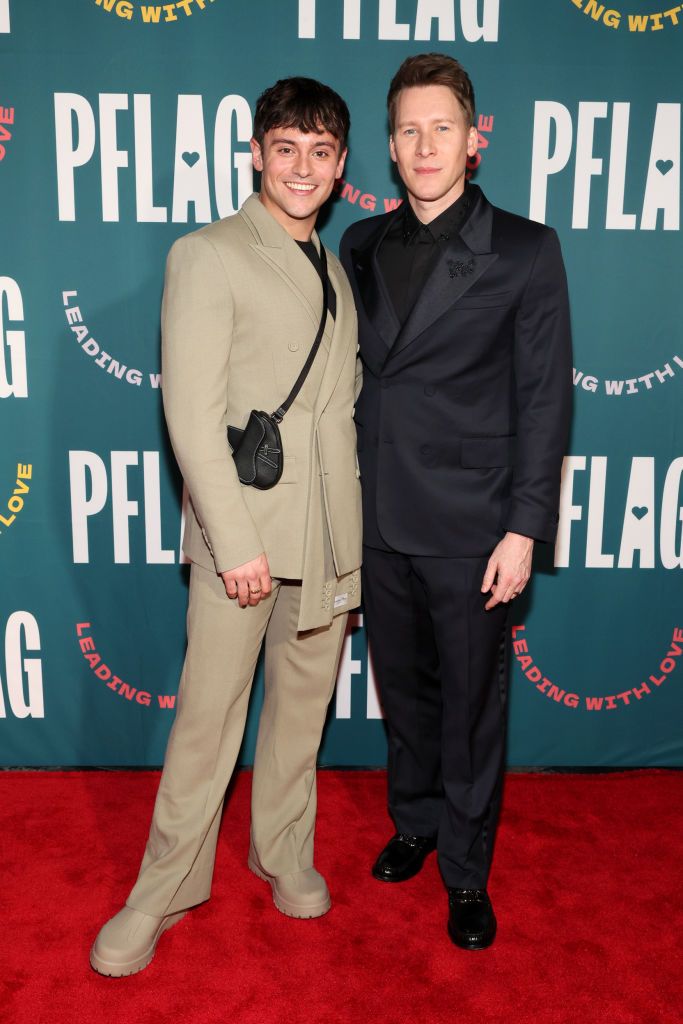 new york, new york march 03 tom daley and dustin lance black attend pflag national 50th anniversary gala at marriott marquis on march 03, 2023 in new york city photo by dia dipasupilgetty images for pflag