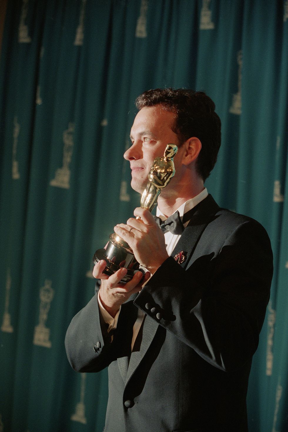 Tom Hanks Holding His Oscar for "Philadelphia"