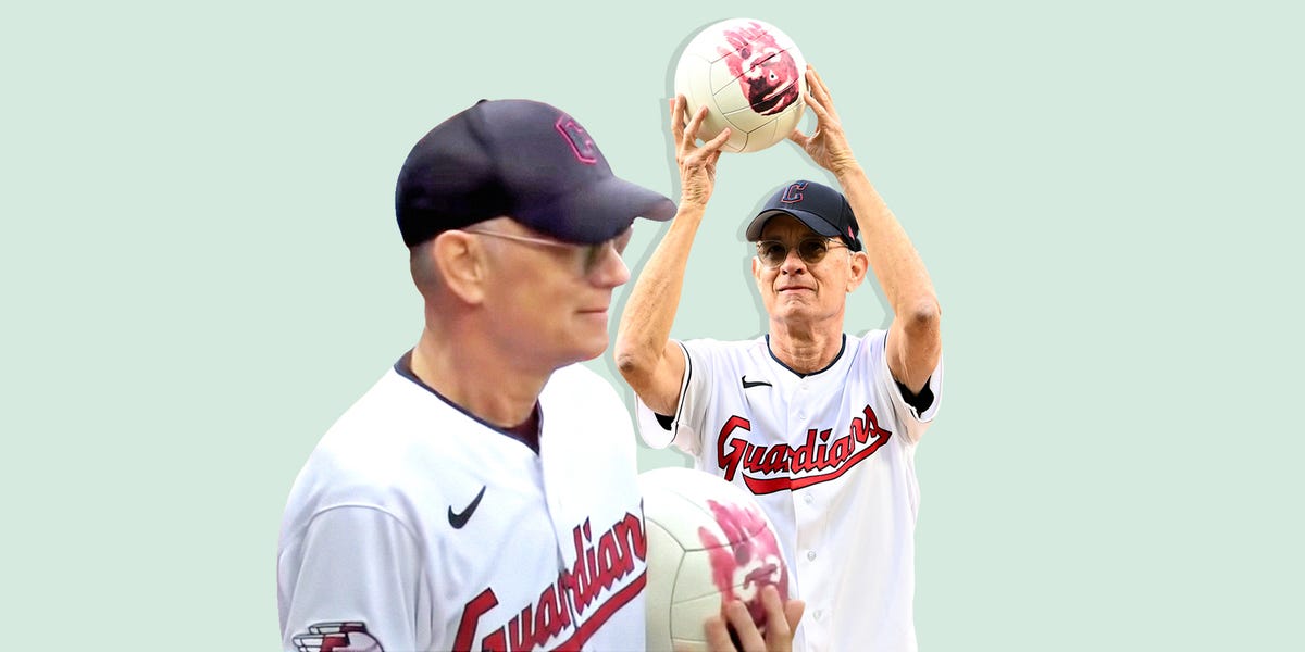 Tom Hanks and Wilson Reunite for Cleveland Guardians' First Pitch