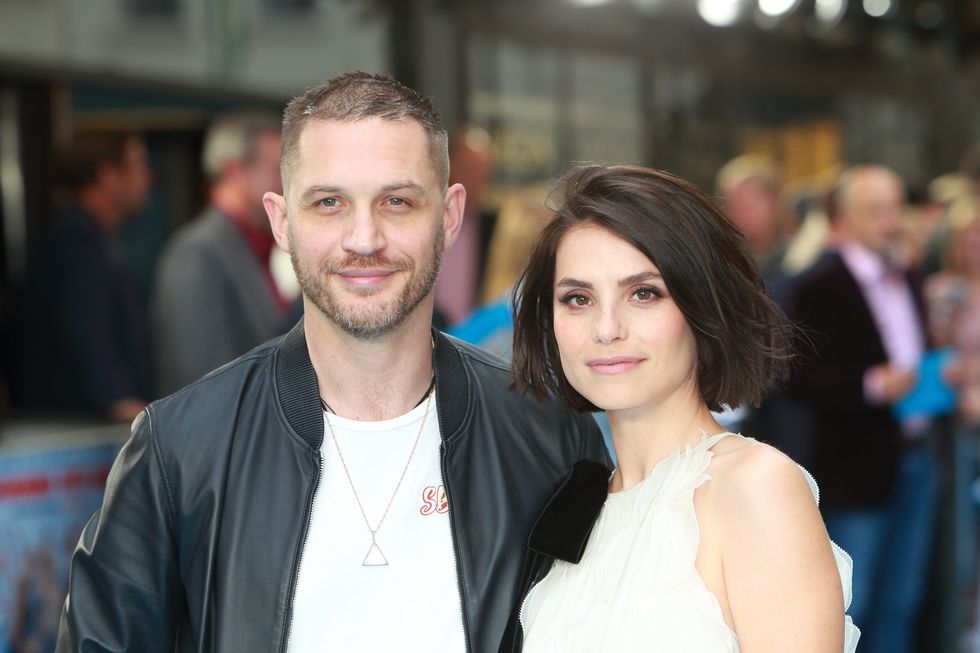 Charlotte Riley with her husband, Tom Hardy, at a London film premiere, July 2018