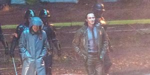 Tom Hiddleston filming Loki