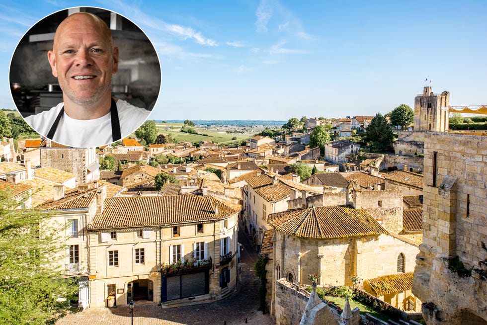 beautiful cityscape view on saint emilion village in bordeaux region during the sunset in france